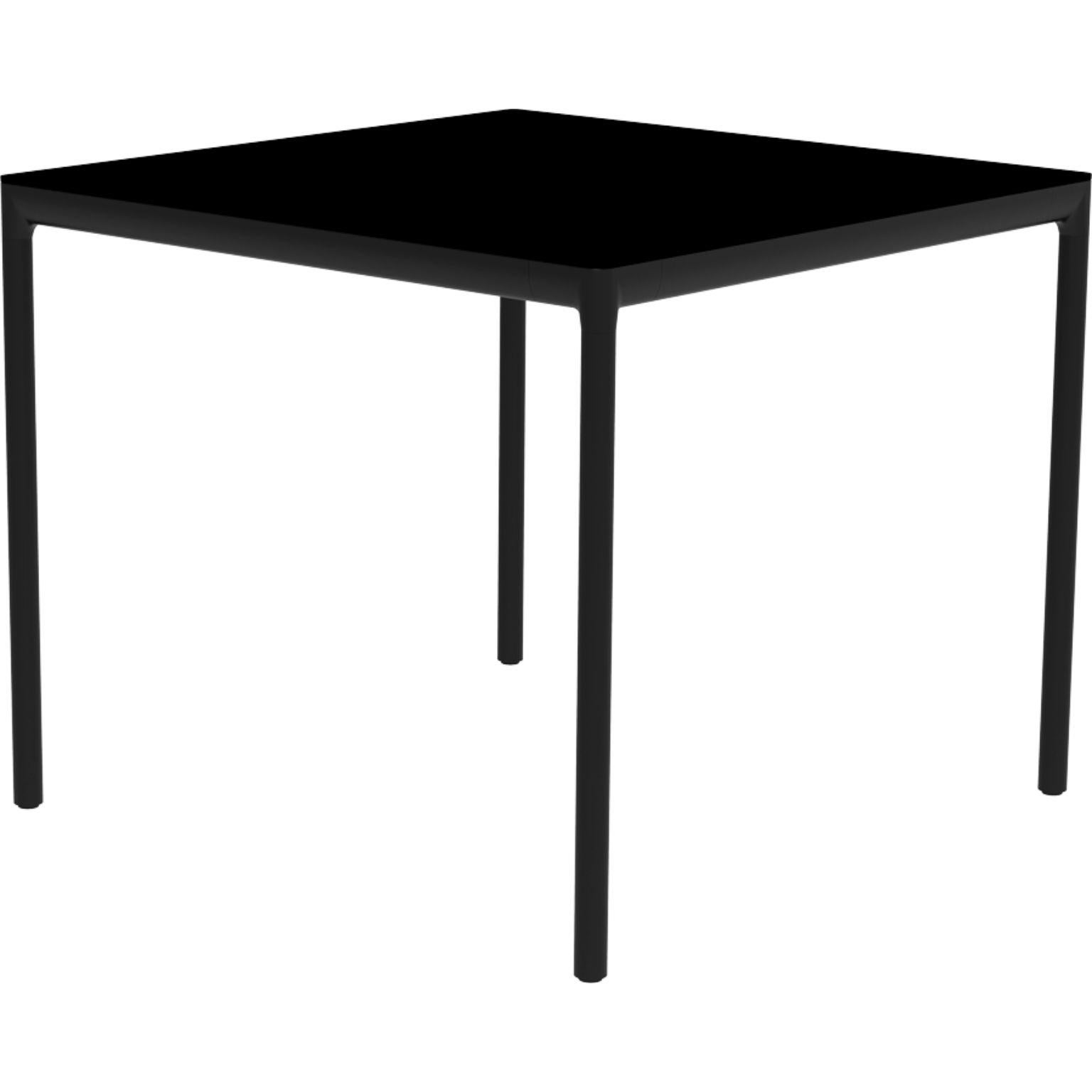 Ribbons black 90 table by MOWEE.
Dimensions: D90 x W90 x H75 cm.
Material: Aluminum and HPL top.
Weight: 16 kg.
Also available in different colors and finishes. (HPL Black Edge or Neolith top). 

An unmistakable collection for its beauty and