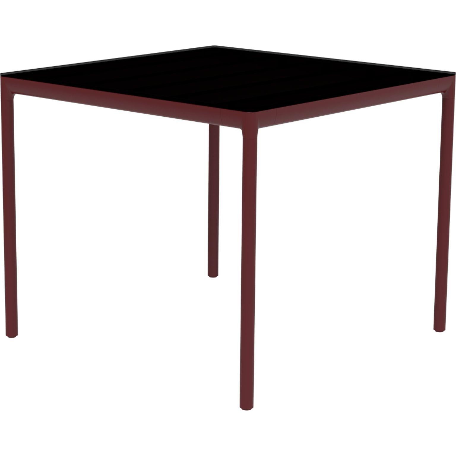 Ribbons Burgundy 90 table by MOWEE
Dimensions: D90 x W90 x H75 cm.
Material: Aluminium and HPL top.
Weight: 16 kg.
Also available in different colors and finishes. (HPL Black Edge or Neolith top).

An unmistakable collection for its beauty and