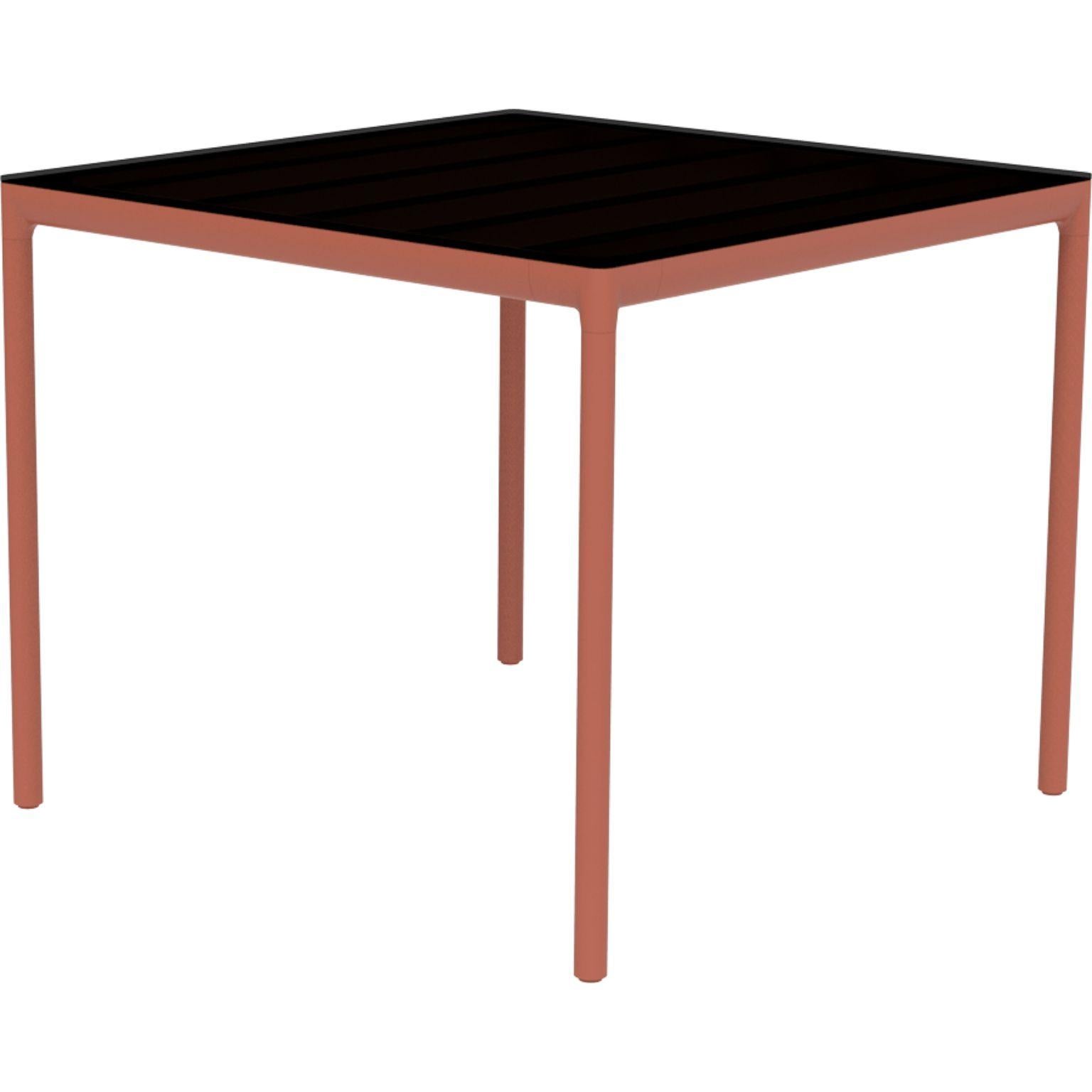 Ribbons Salmon 90 table by MOWEE.
Dimensions: D90 x W90 x H75 cm.
Material: Aluminium and HPL top.
Weight: 16 kg.
Also available in different colors and finishes. (HPL Black Edge or Neolith top).

An unmistakable collection for its beauty and