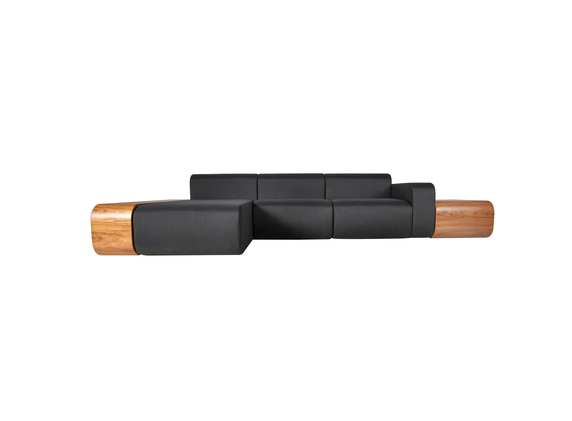 Riba Brazilian Contemporary Wood and Leather Sofa by Lattoog 1