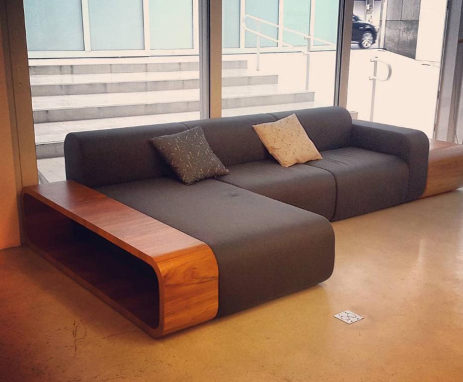 Riba Brazilian Contemporary Wood and Leather Sofa by Lattoog 3