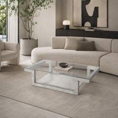 RIBER Bateig Limestone Marble Coffee Table Luxury Modern Glass & Stone Design