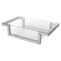 RIBER Bateig Limestone Marble Coffee Table Luxury Modern Glass & Stone Design