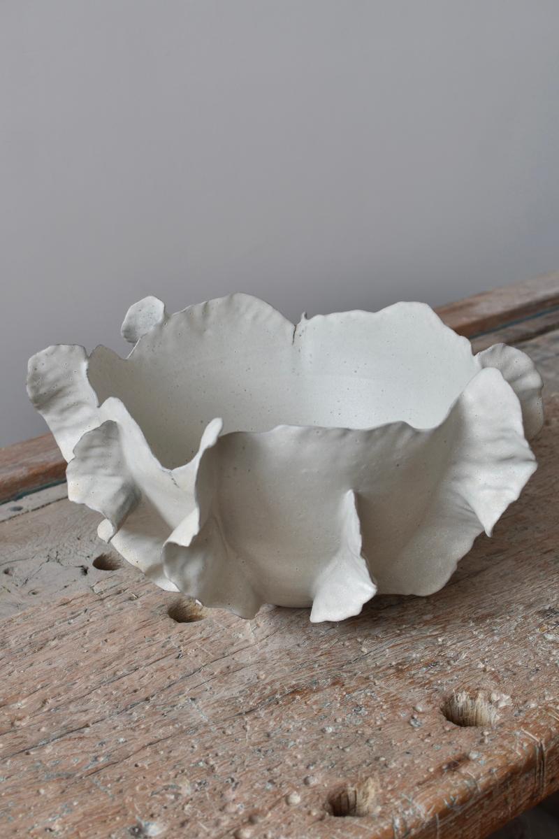 Modern Ribera Handmade Large Centerpiece Bowl - Stoneware For Sale