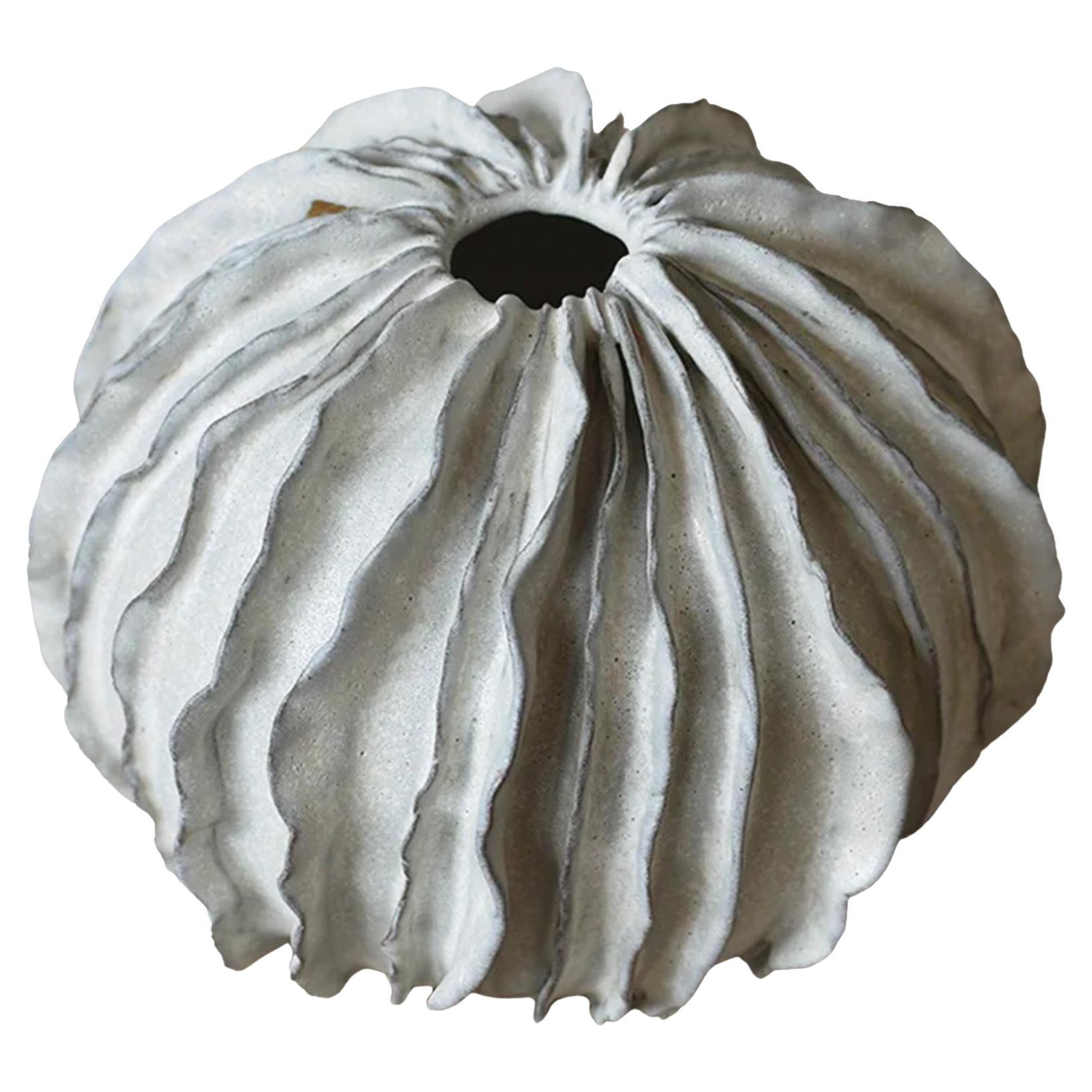 Ribera Handmade Round White Ceramic Vase - Stoneware