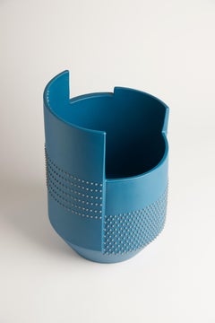 RIC 2 Hugo vase cm.32Hx22 D by Simona Cardinetti Blue matt dotted