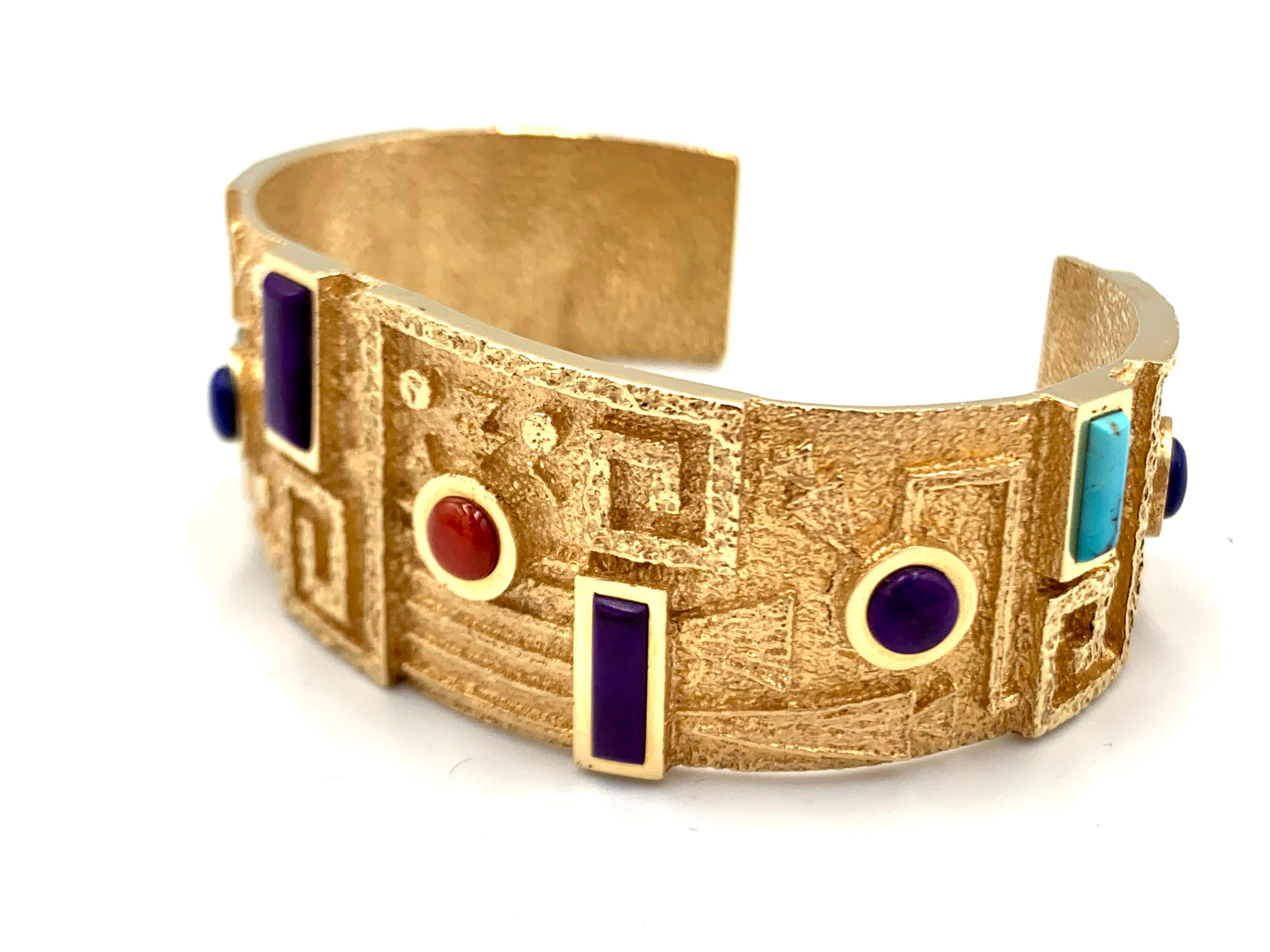 Bracciale Ric Charlie in tufo d'oro 18 carati con intarsio di più gemme in vendita 5