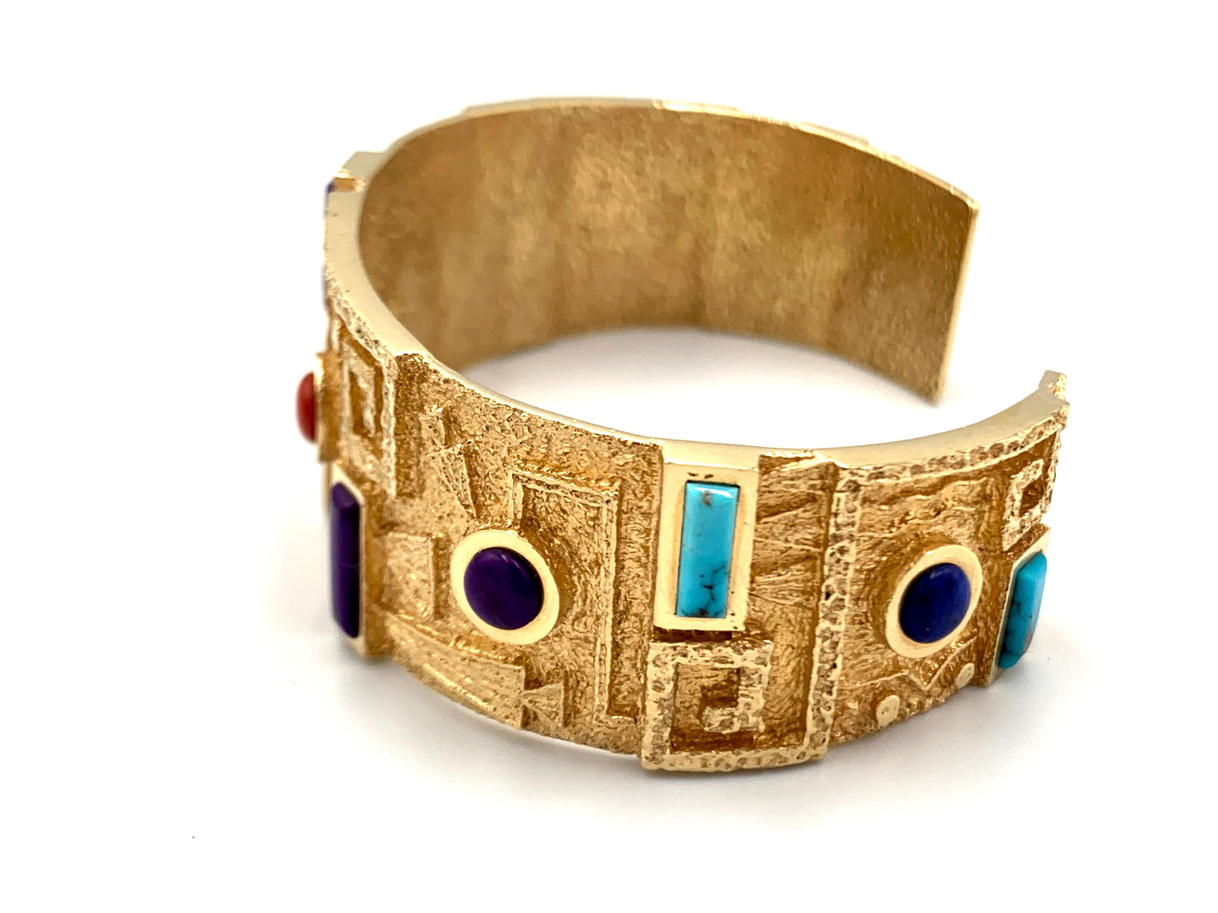 Bracciale Ric Charlie in tufo d'oro 18 carati con intarsio di più gemme in vendita 6