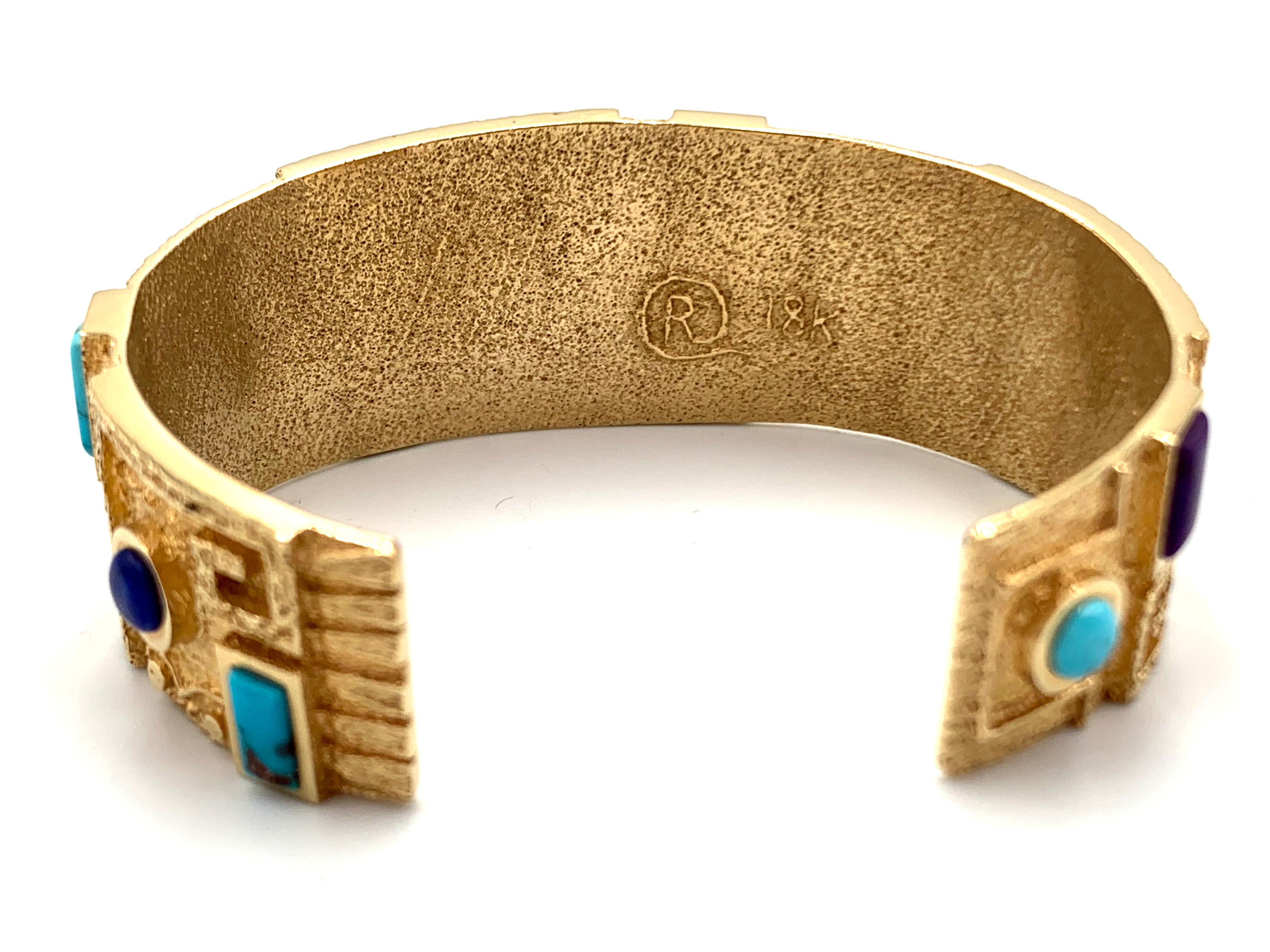 Bracciale Ric Charlie in tufo d'oro 18 carati con intarsio di più gemme in vendita 9