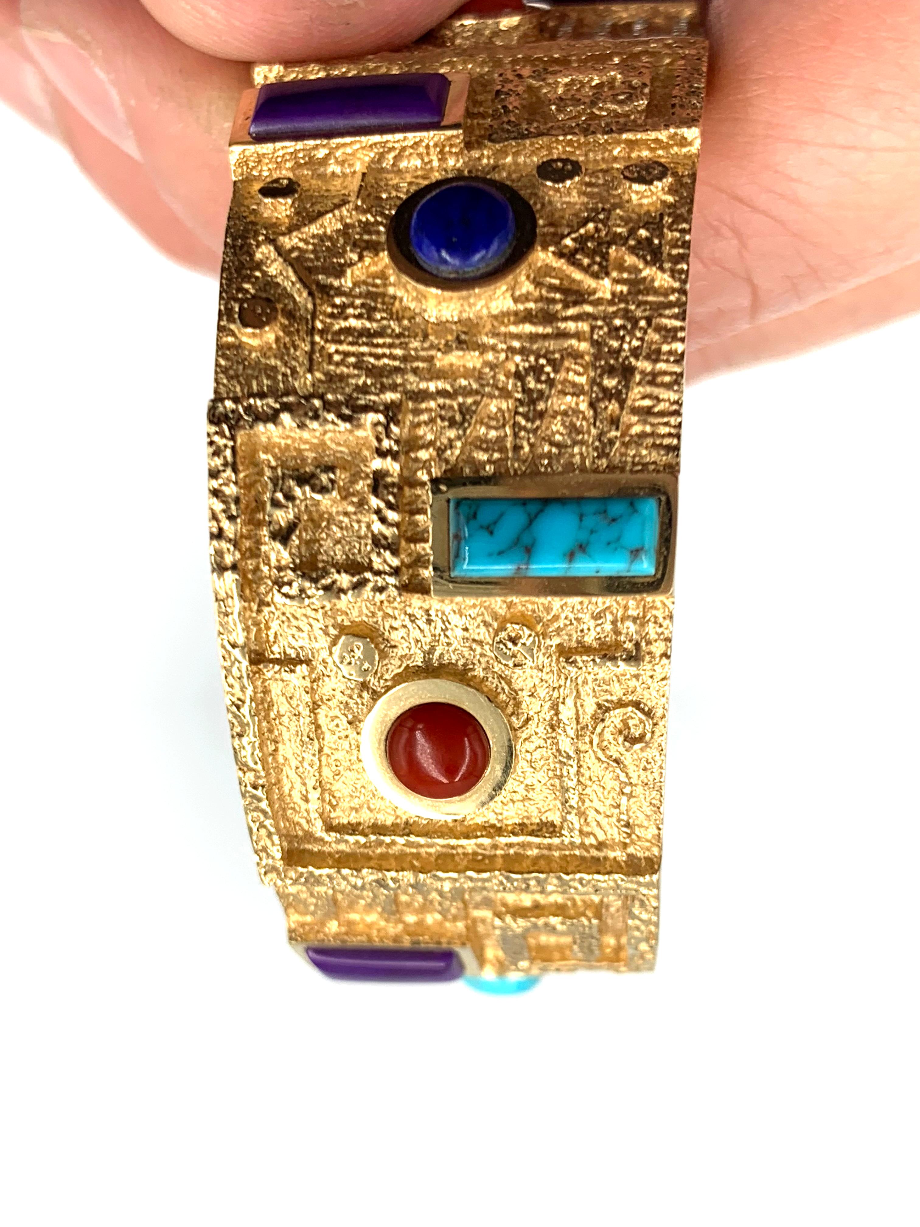 Bracciale Ric Charlie in tufo d'oro 18 carati con intarsio di più gemme in vendita 13