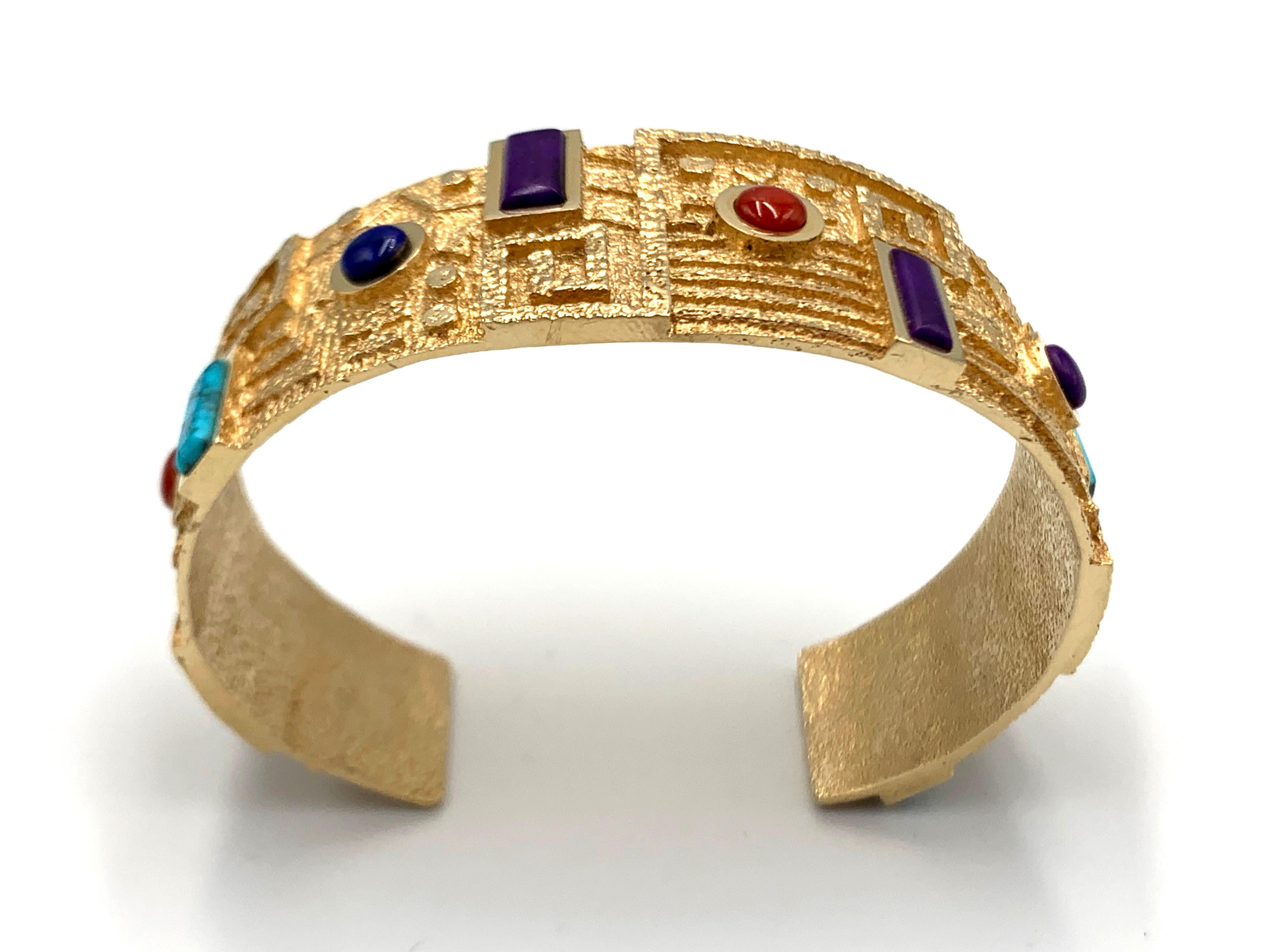 Bracciale Ric Charlie in tufo d'oro 18 carati con intarsio di più gemme In condizioni Nuovo in vendita a Scottsdale, AZ