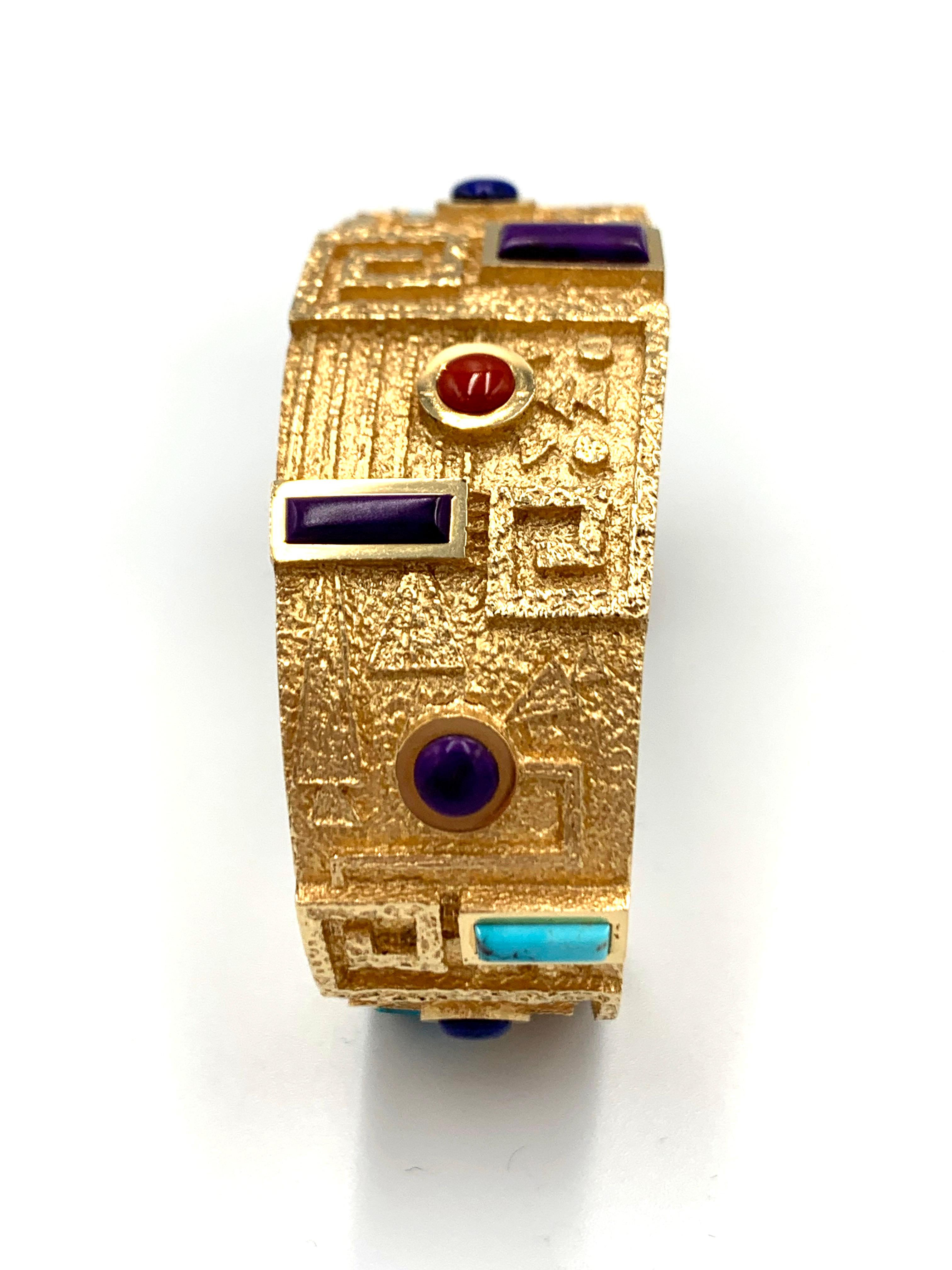 Bracciale Ric Charlie in tufo d'oro 18 carati con intarsio di più gemme in vendita 2