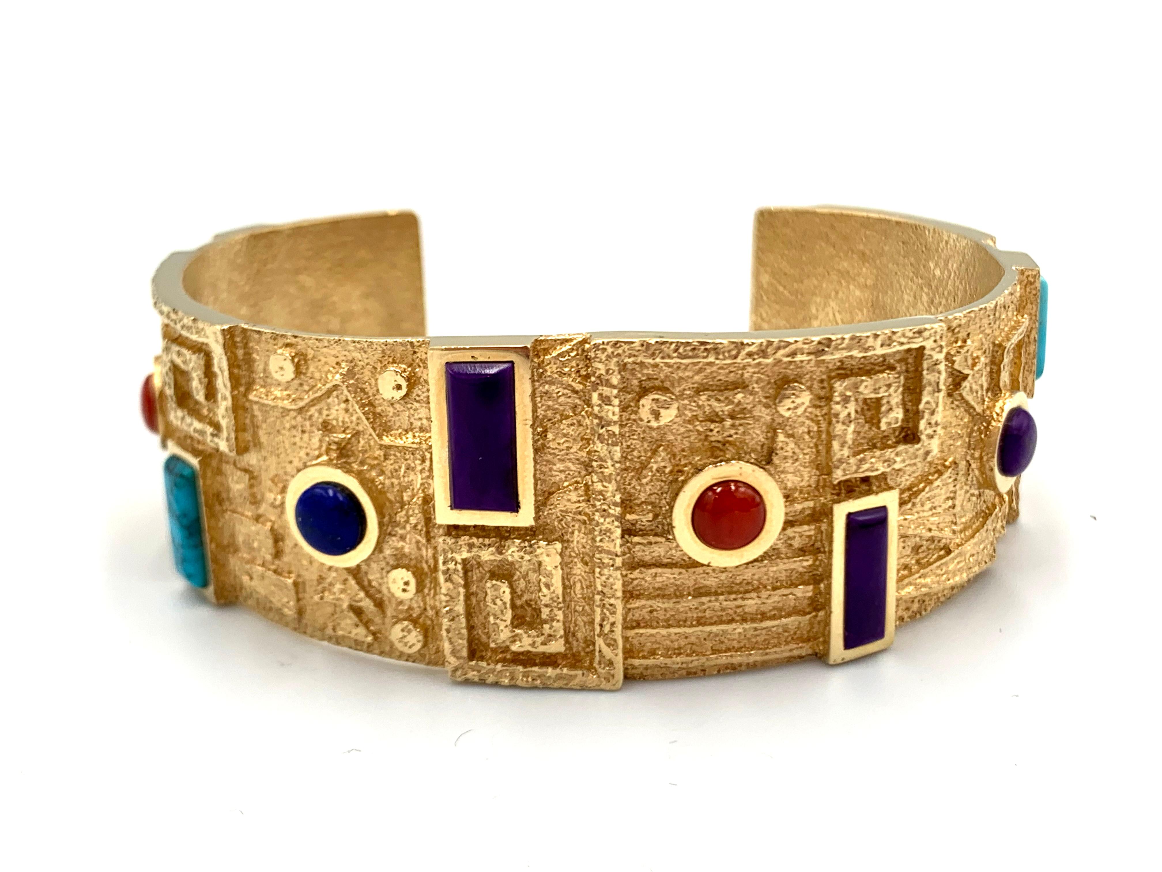 Bracciale Ric Charlie in tufo d'oro 18 carati con intarsio di più gemme in vendita 4