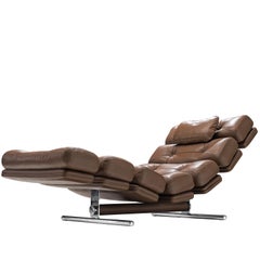 Ric Deforche 'Lord' Chaise Longue in Brown Leather