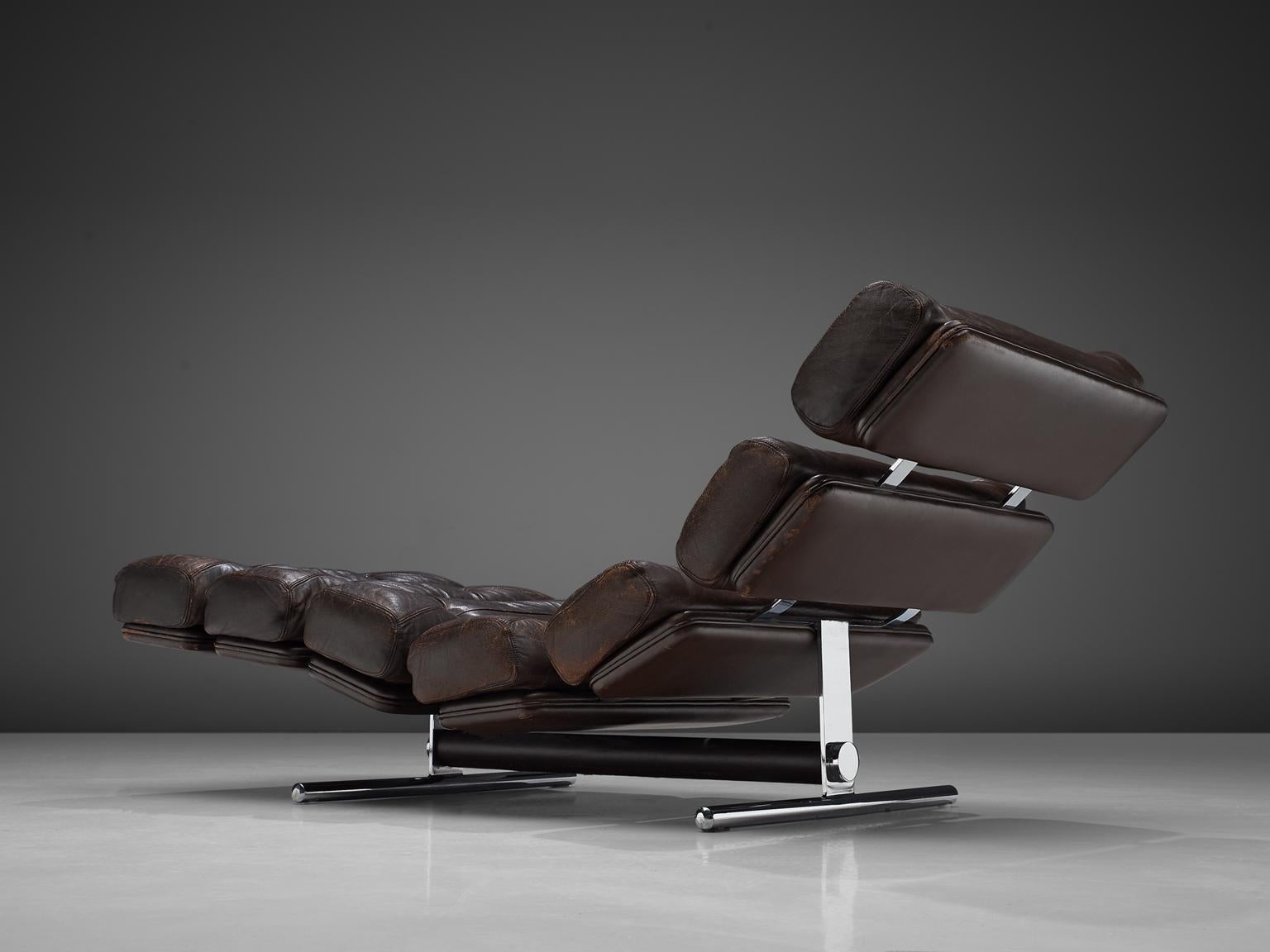 Belge Chaise longue 'Lord' de Ric Deforche en cuir Browns foncé