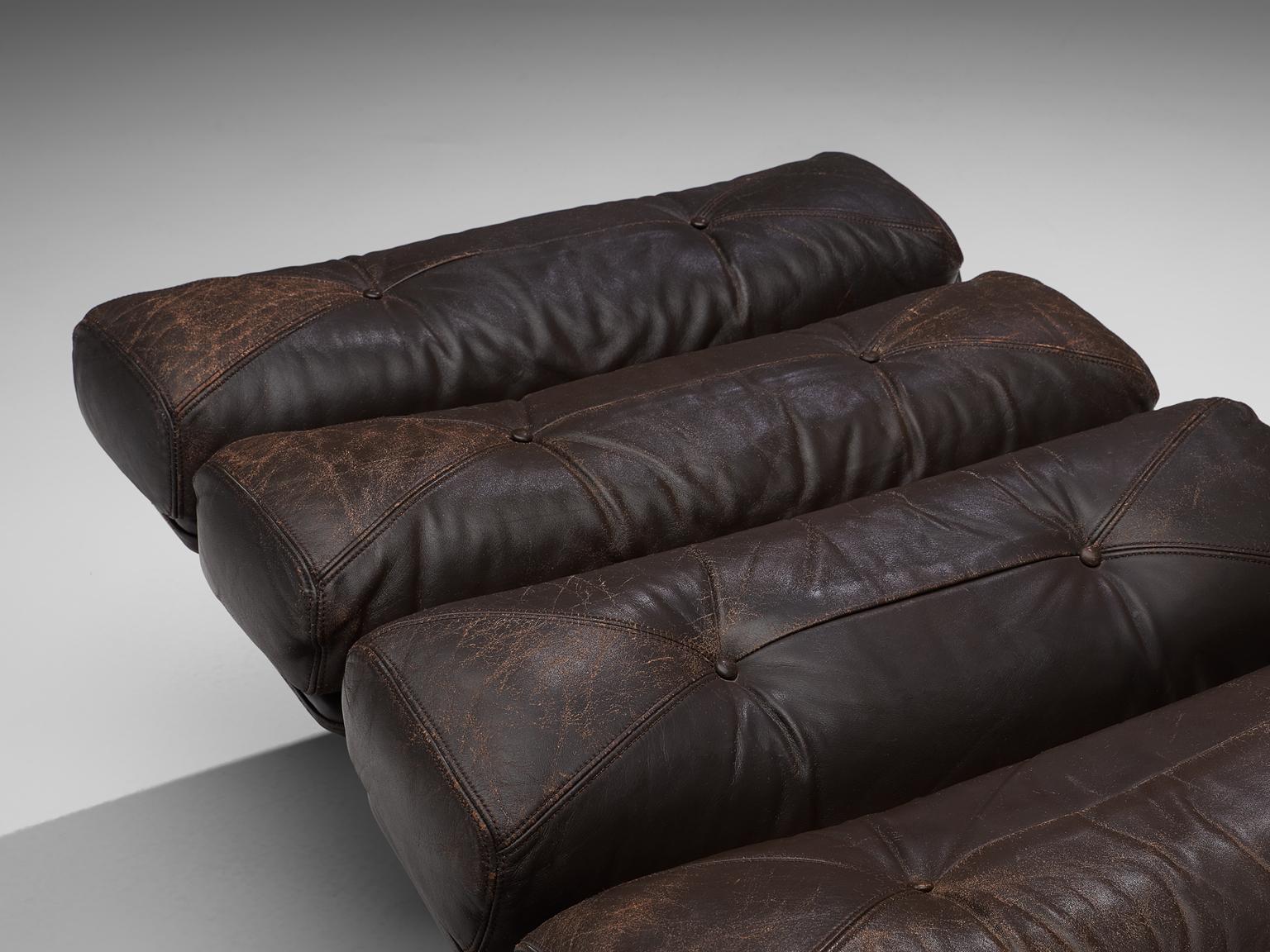 Acier Chaise longue 'Lord' de Ric Deforche en cuir Browns foncé