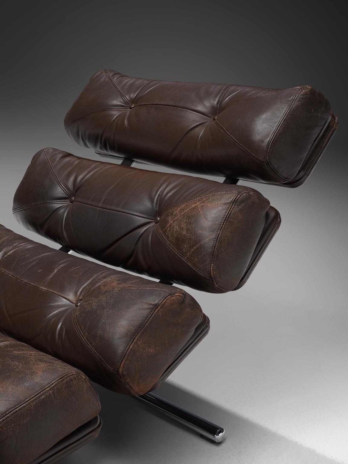 Chaise longue 'Lord' de Ric Deforche en cuir Browns foncé 1