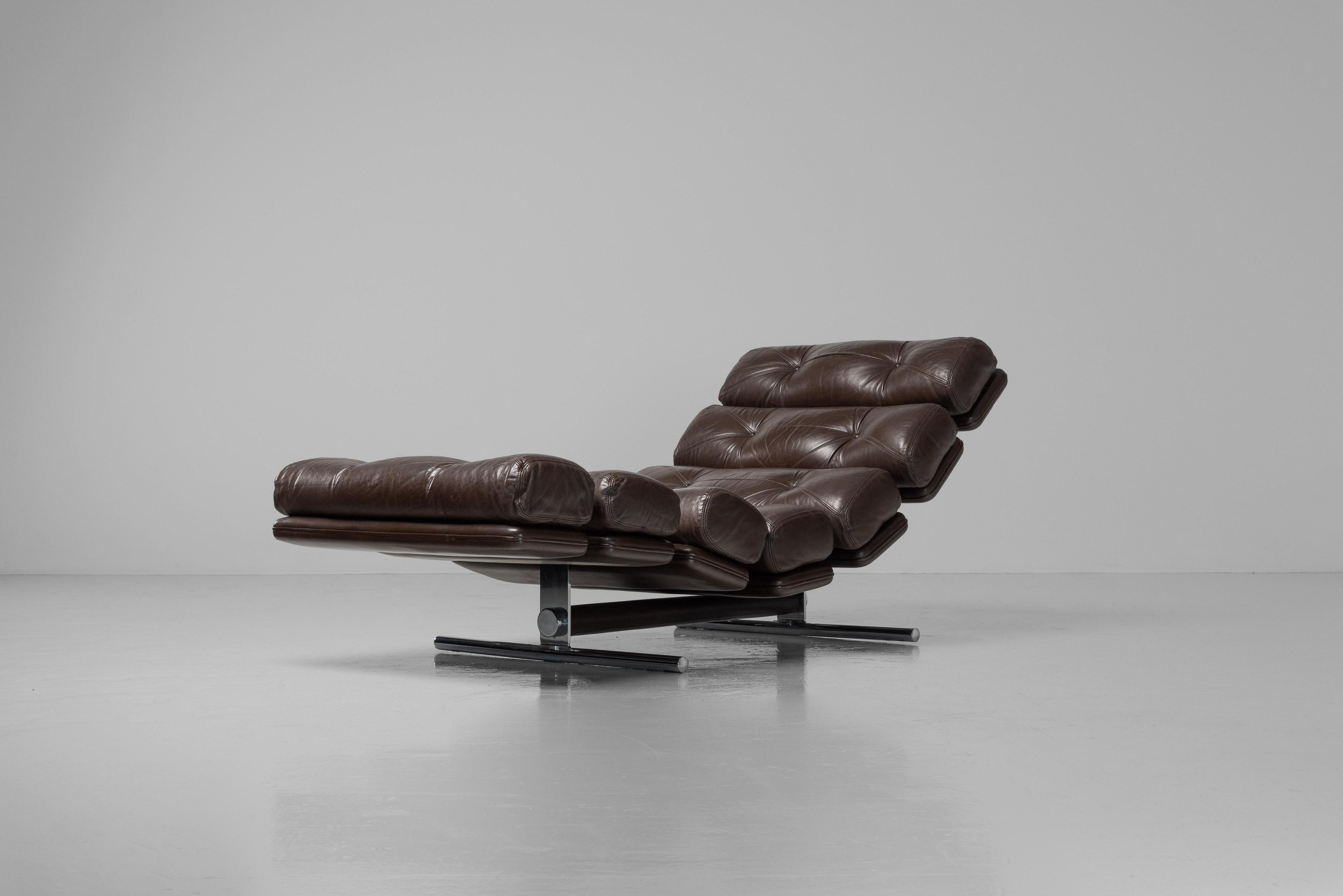 Leather Ric Deforche Lord lounge chair Gervan Belgium 1970 For Sale