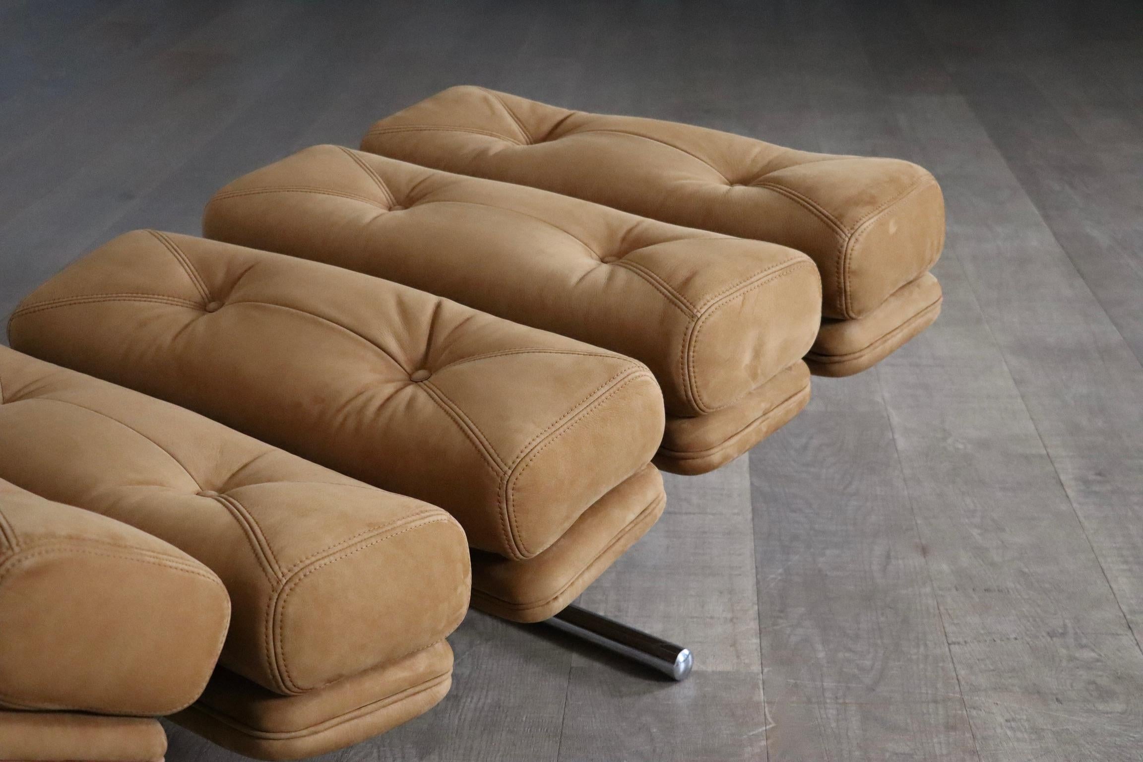 Sedia da salotto Ric Deforche in pelle nabuk marrone per Gervan, Belgio, anni '70 2