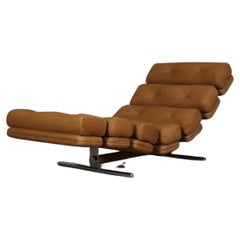 Ric Deforche Lounge Chair In Tan Nubuck Leather For Gervan, Belgium 1970s