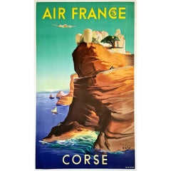 Air France Corse - 1952 Original Posters - Aviation - Tourism - Corsica