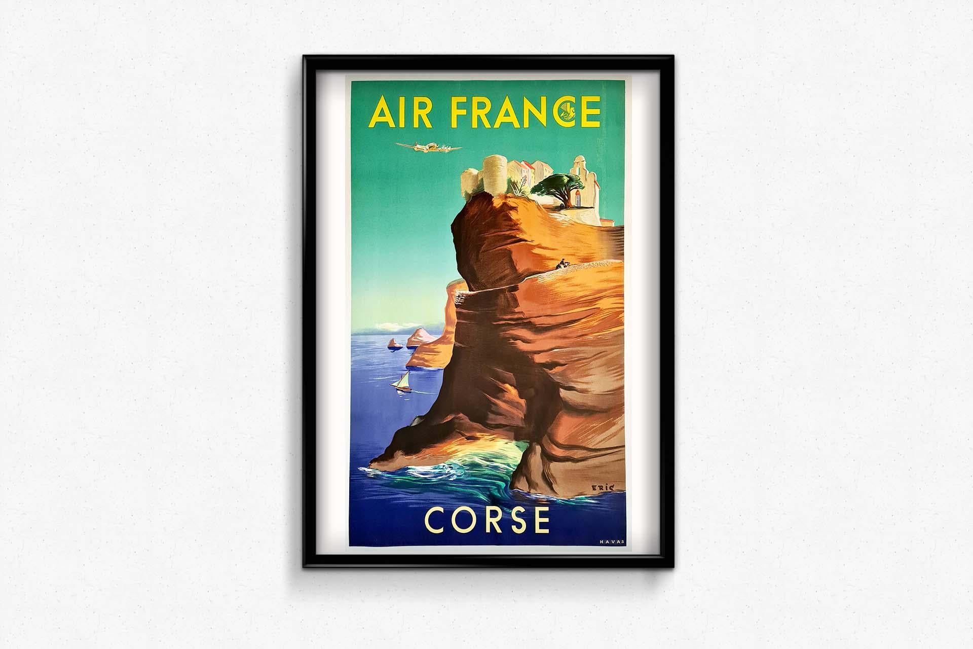 Very nice poster of Eric ( 1915 - 1997 ) for the trips to Corsica with Air France.
Go to the island of beauty with Air France and its Lockheed constellation.

Published by : Havas and printed in France