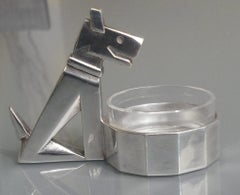 Ric & Rac Art Deco Dogs Salt and Pepper Cellars, Gallia for Christofle