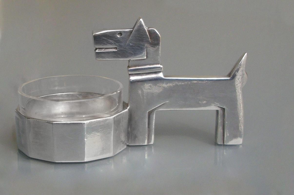 French Ric & Rac Art Deco Dogs Salt and Pepper Cellars, Gallia for Christofle For Sale