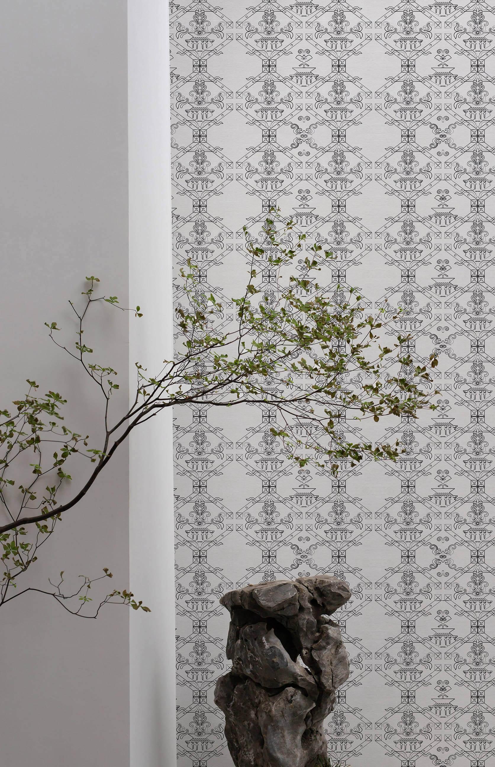 Ricamo Ecru Cotone Wallpaper - Essenziali collection In New Condition For Sale In Firenze, IT