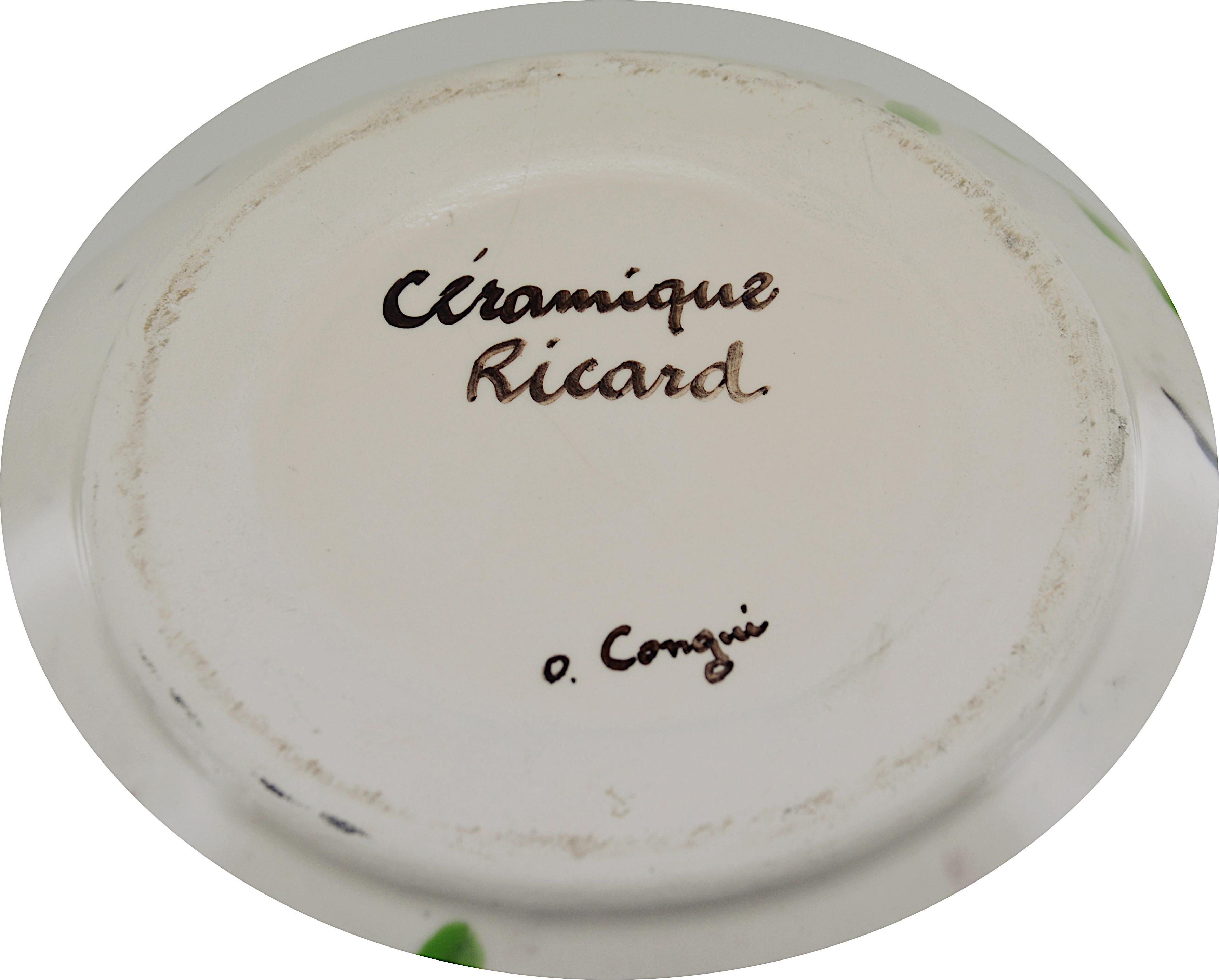 Französische Ricard-Keramikvase aus der Mitte des Jahrhunderts, Le Castellet, Bendor-Insel, 1950er Jahre im Zustand „Hervorragend“ im Angebot in Saint-Amans-des-Cots, FR