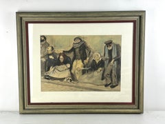 The Hardships of the Spanish Civil War" – Watercolor by Ricardo Opisso