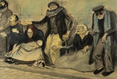 The Hardships of the Spanish Civil War" – Watercolor by Ricardo Opisso