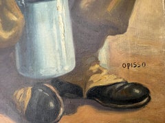Ricard Opisso, Large 1940s Figurative Oil Painting, Catalan Modernist Narrative