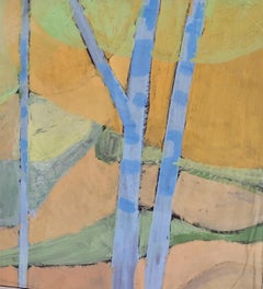 Abstract Expressionist Mid-Century Forest Scene. Gouache on Paper. 61cm x 81cm.