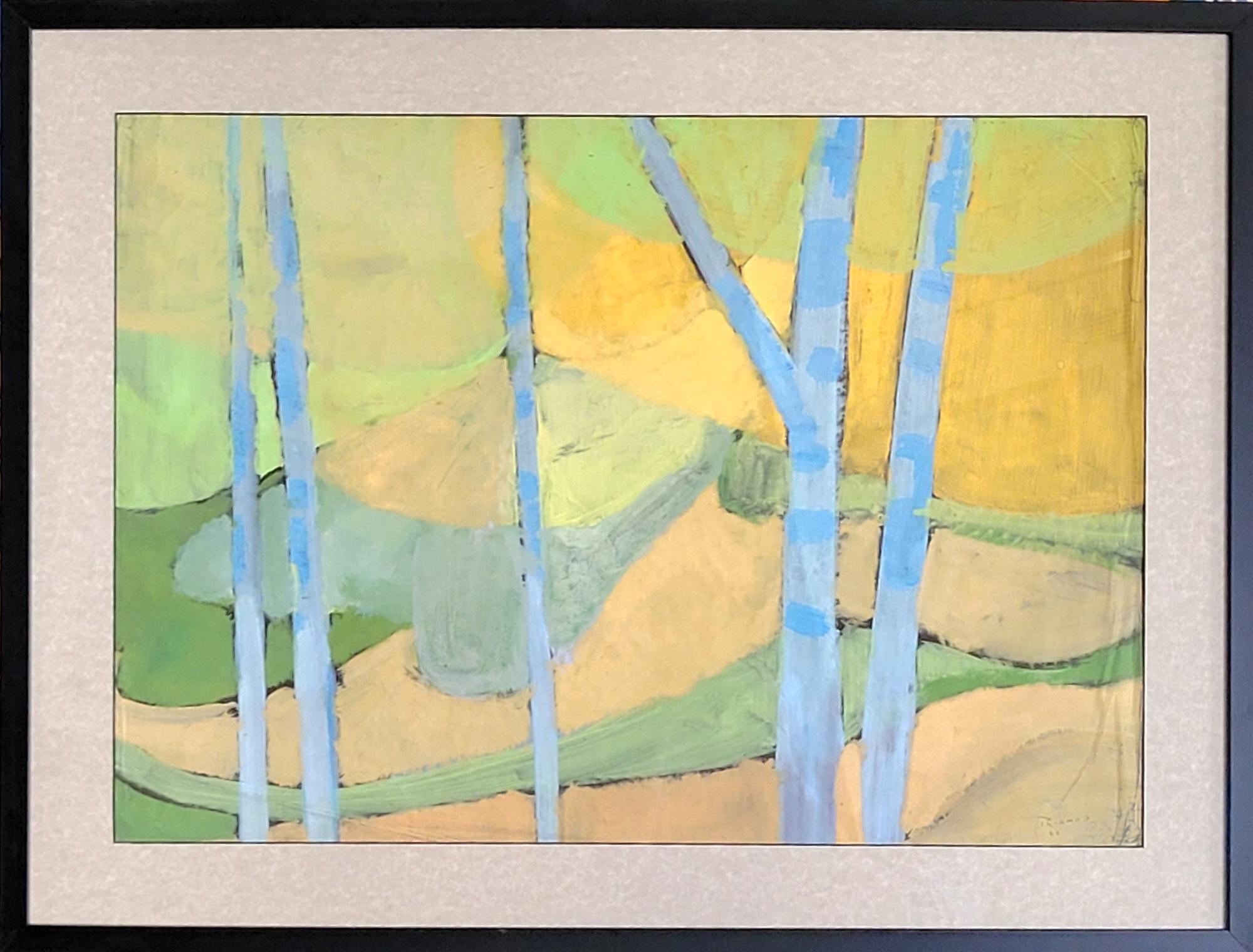 Abstract Expressionist Mid-Century Forest Scene. Gouache on Paper. 61cm x 81cm.