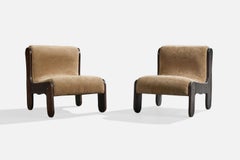 Ricardo Blanco Attribution, Lounge Chairs, Wood, Fabric, Argentina, 1970s