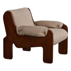 Ricardo Blanco, Lounge Chair, Wood, Fabric, Argentina, 1970s