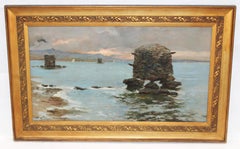 Viveros en la bahía - Óleo sobre tela - Firmado y enmarcado - Año 1899