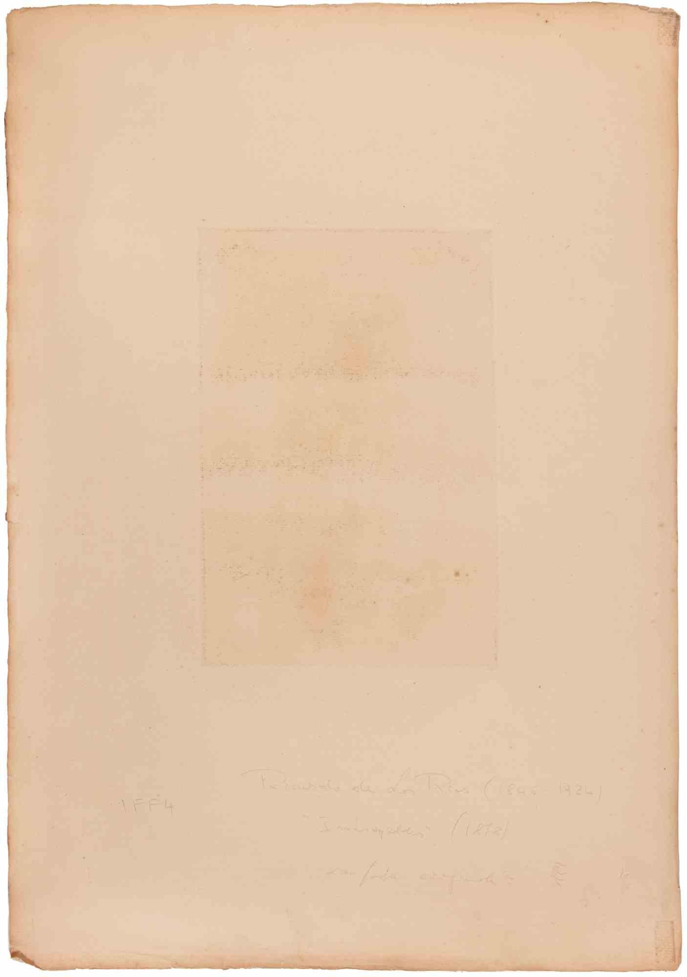 Incroyables - Etching on Paper by Ricardo de Los-Rios - 1872 For Sale 1