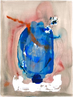 "A New Idea" in Blue  - Figural Abstract Composition in Acrylic on Paper