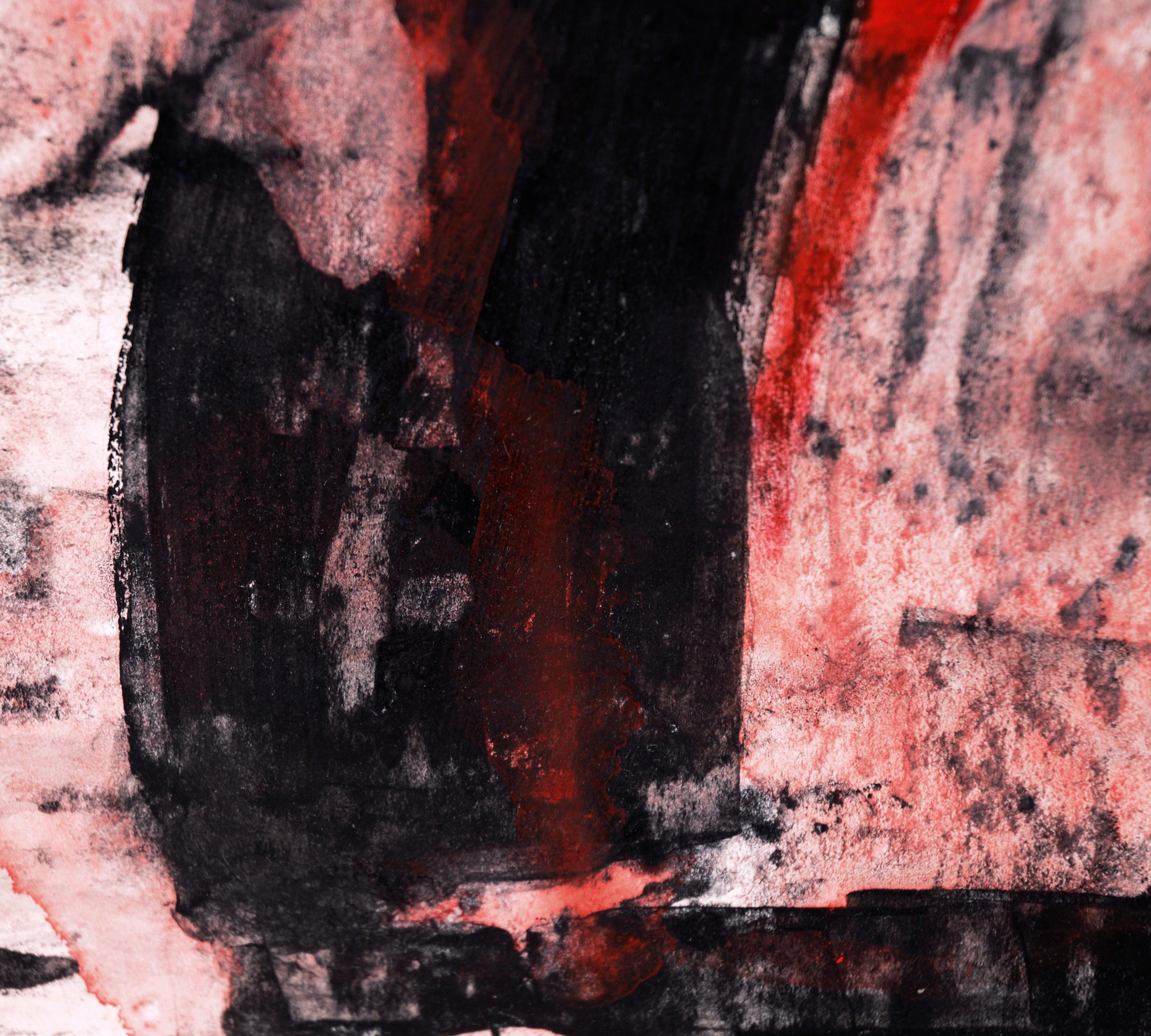 Abstract Expressionist Composition in Acrylic and Pastel on Paper For Sale 1