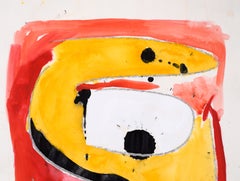 Abstract Expressionist Composition in Yellow, Red, and Black in Acrylic on Paper