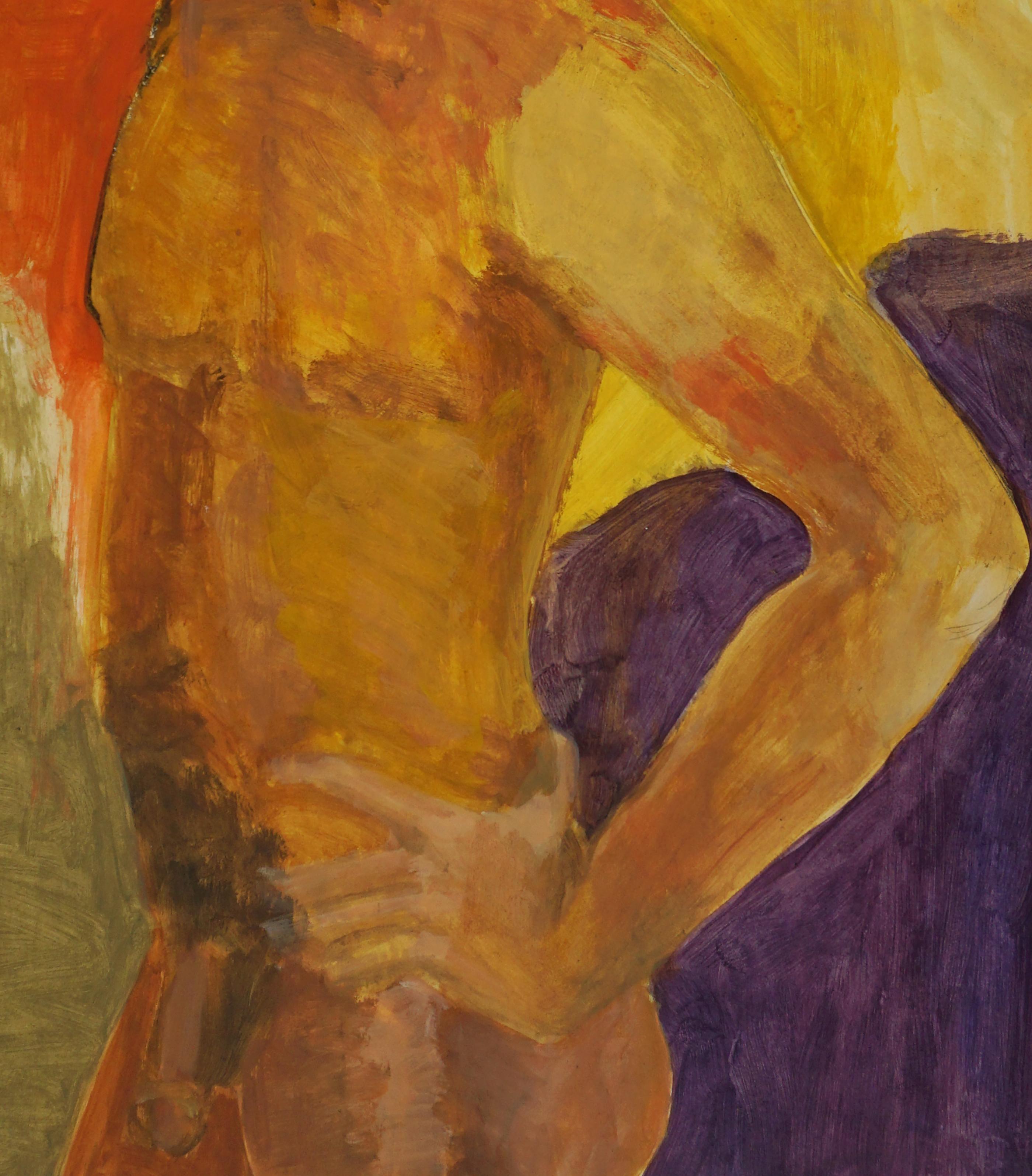Figurative Portrait of a Nude Male Model - Modern Painting by Katherine Kallick