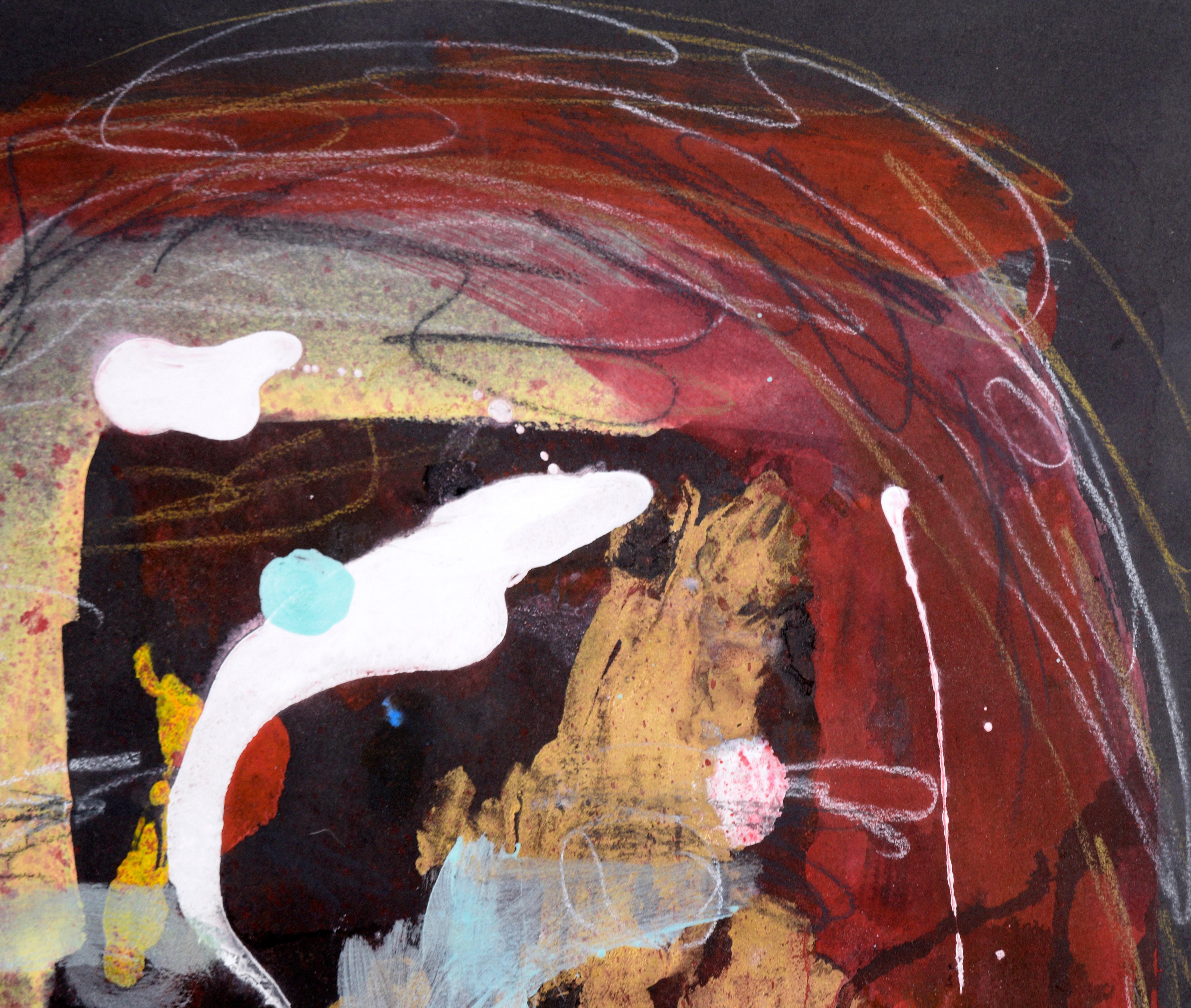 Abstract Expressionist Portrait in Acrylic on Paper - Black Abstract Painting by Ricardo de Silva