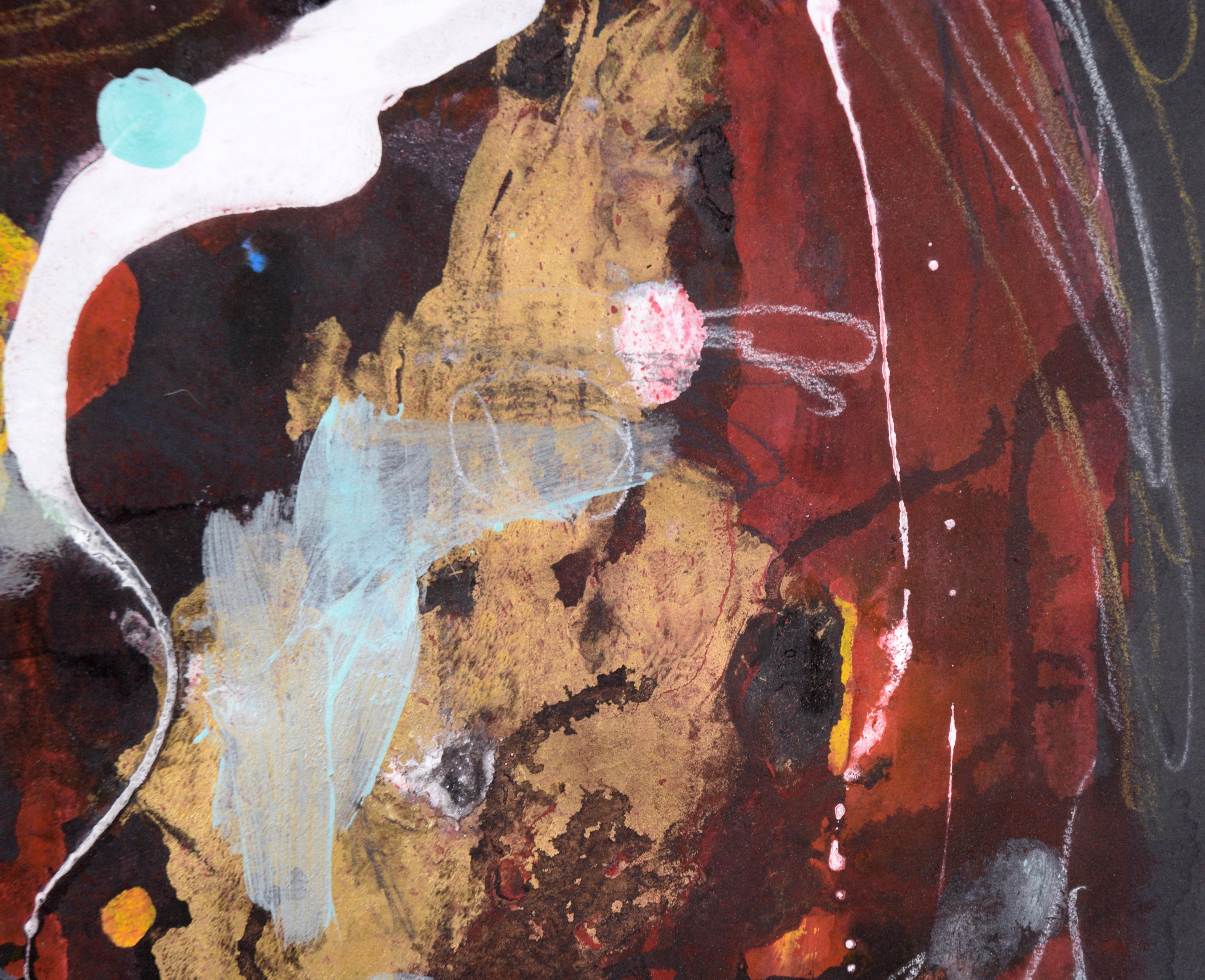 Abstract Expressionist Portrait in in Acrylic on Paper

A bold abstracted portrait painting by California-based artist, Ricardo de Silva (American/Brazil, 20th C). Although this piece appears chaotic and random, there is a portrait embedded in the