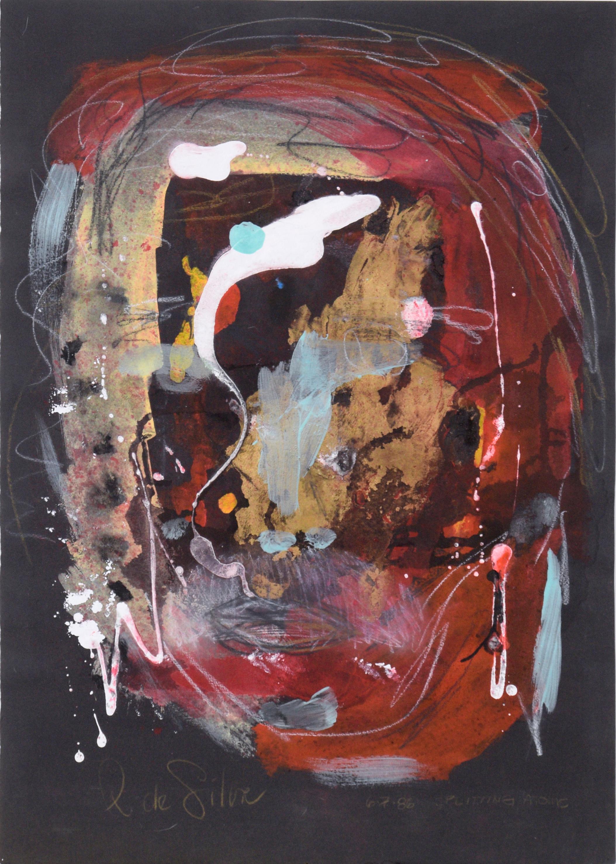 Ricardo de Silva Abstract Painting - Abstract Expressionist Portrait in Acrylic on Paper