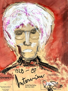 Andy Warhol Gouache on Interview Magazine Back Page 1989 Modernism