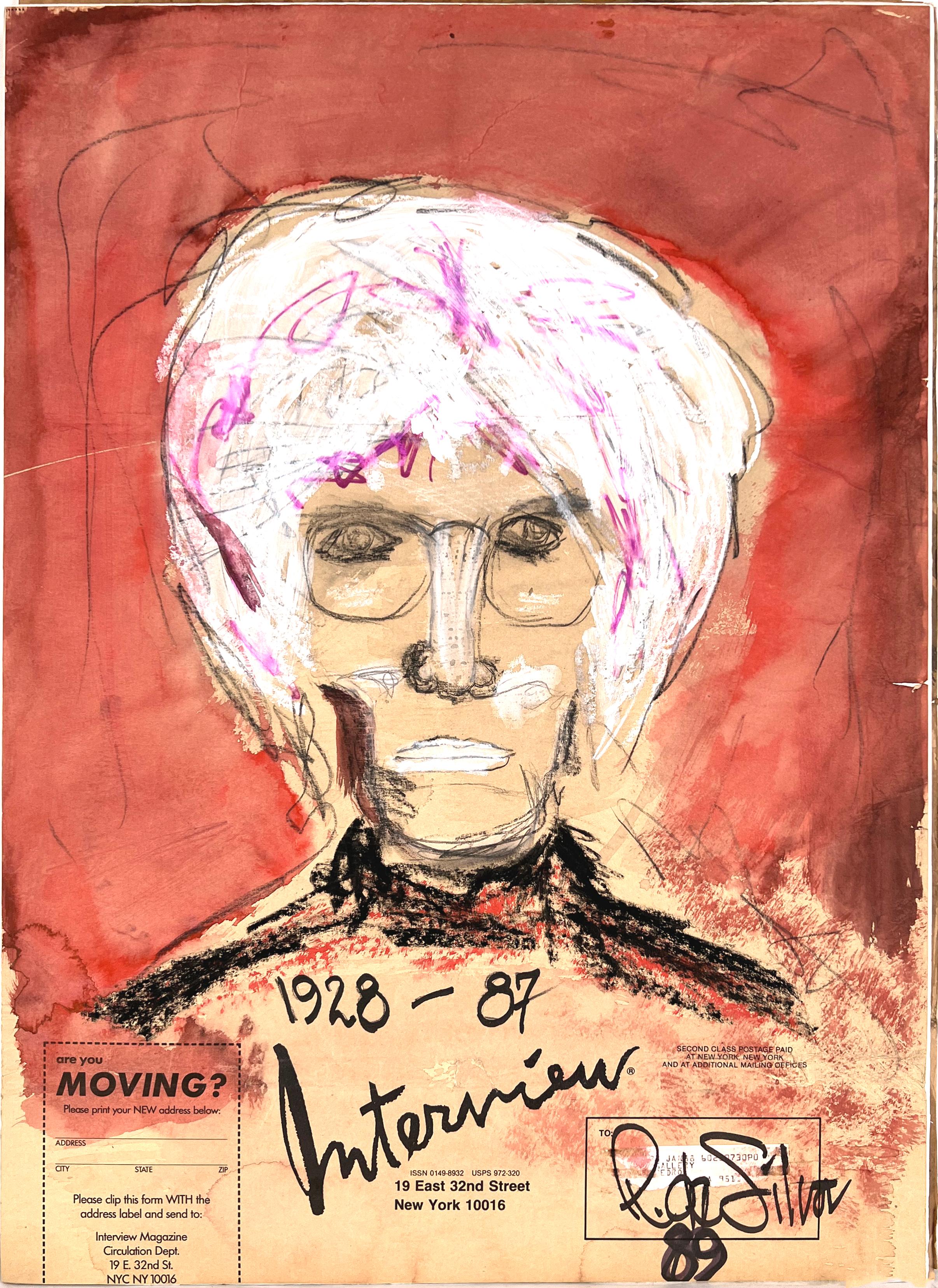 Andy Warhol Gouache on Interview Magazine Back Page 1989 Modernism