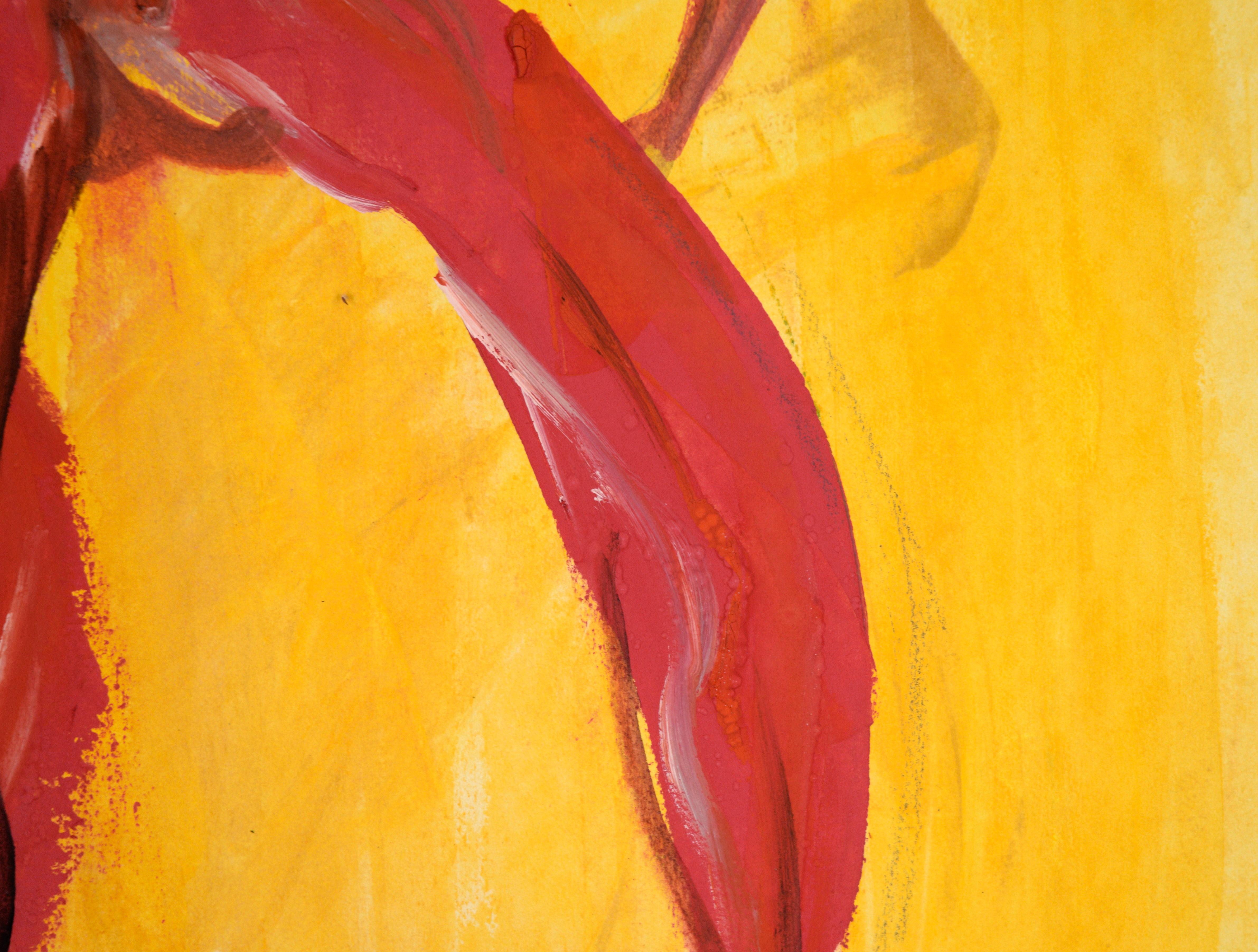 Composition figurative d'un nu en acrylique sur papier arqué lourd «Arch du Triumphe » - Impressionnisme abstrait Painting par Ricardo de Silva