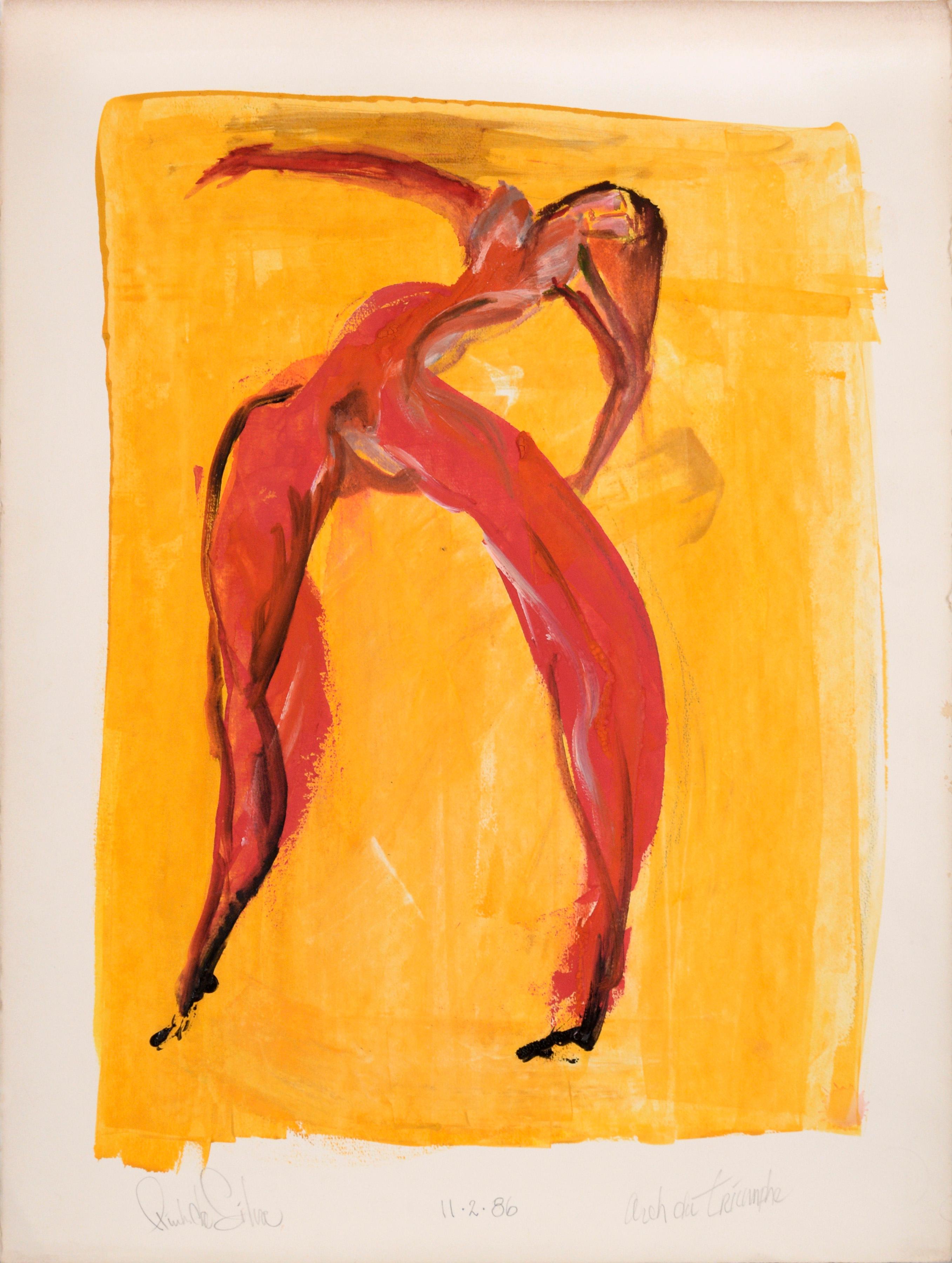 Ricardo de Silva Nude Painting - "Arch du Triumphe" Nude Figurative Composition in Acrylic on Heavy Arches Paper